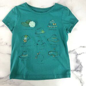 Baby Gap Hats Off Embellished T-shirt, Jade Green, Size 5